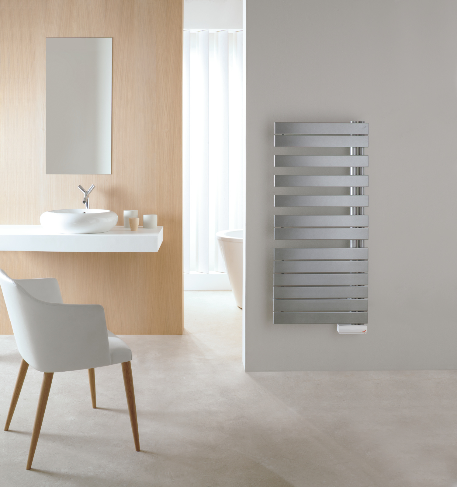 Zehnder_RAD_Roda-Spa-Asym-EL_left_bathroom_120_055_titane_timermemo Rendering Zehnder Roda Spa Asym Decorative radiator Front view