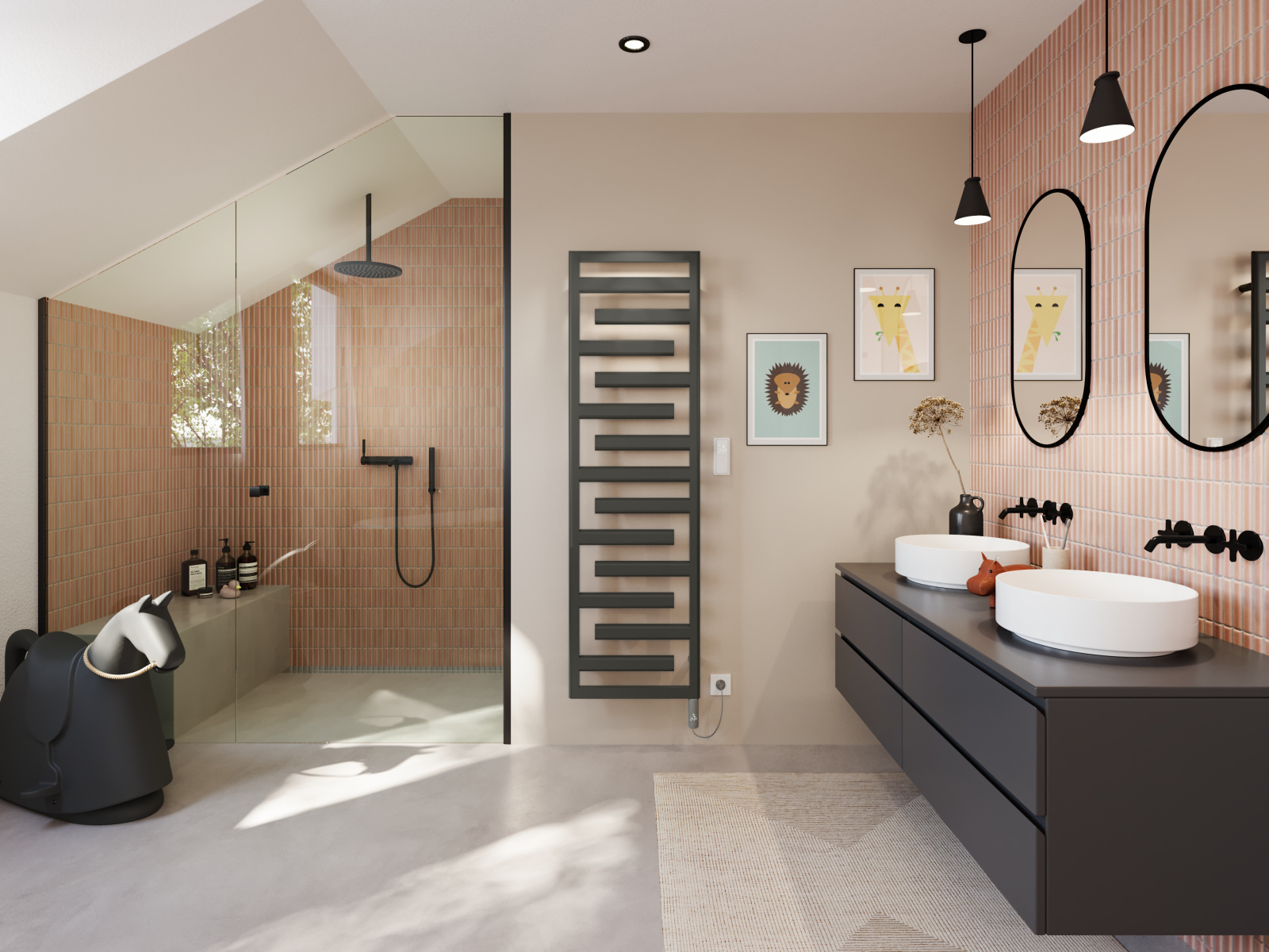 Rendering Zehnder Tetris Decorative radiator Front view