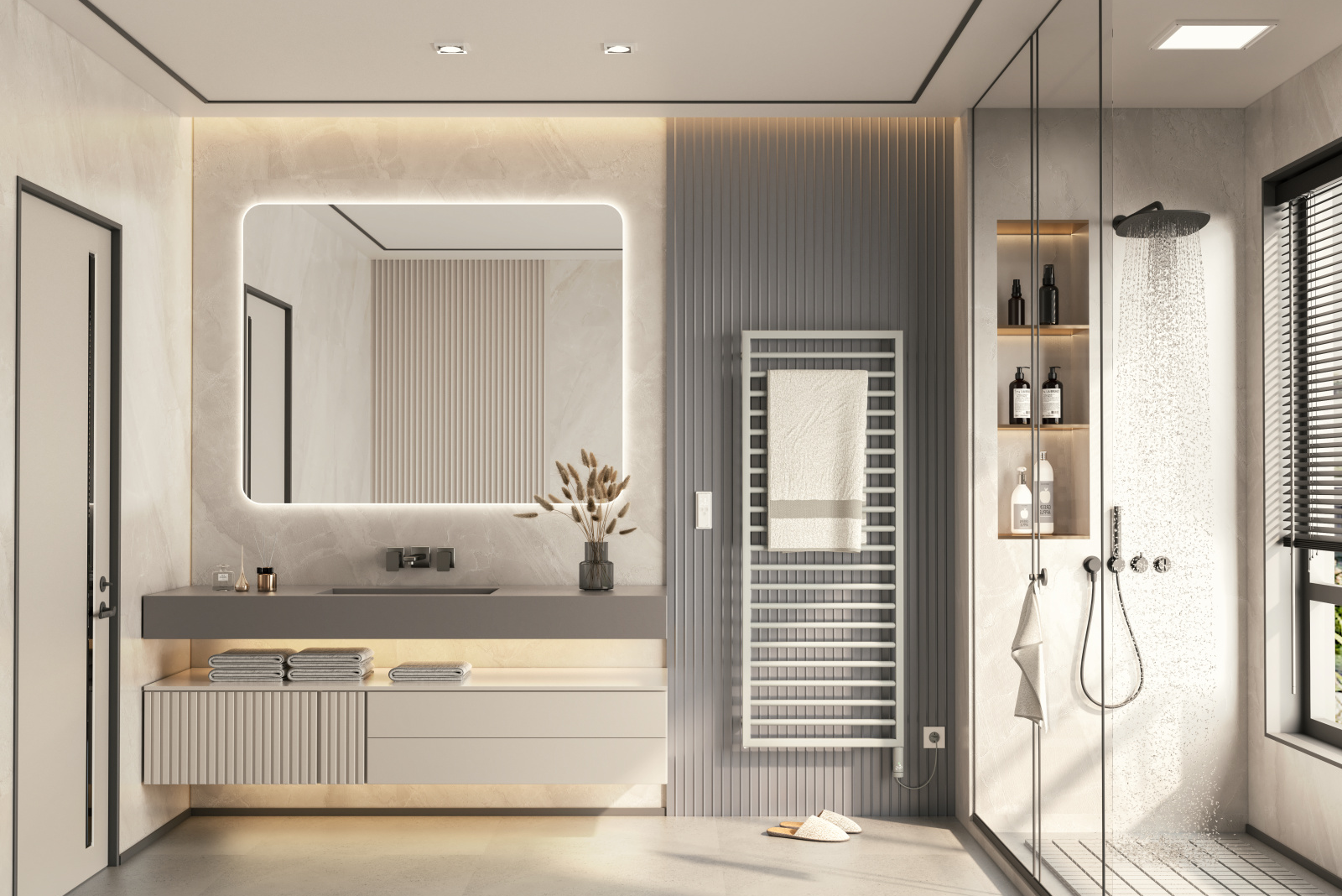 Zehnder_RAD_Subway-EL_IHC_Trafficgray_Subway-milieu-bathroom2 SUB-150-060, Subway Light Grey, IHE Traffic Grey, IHE Chrome,