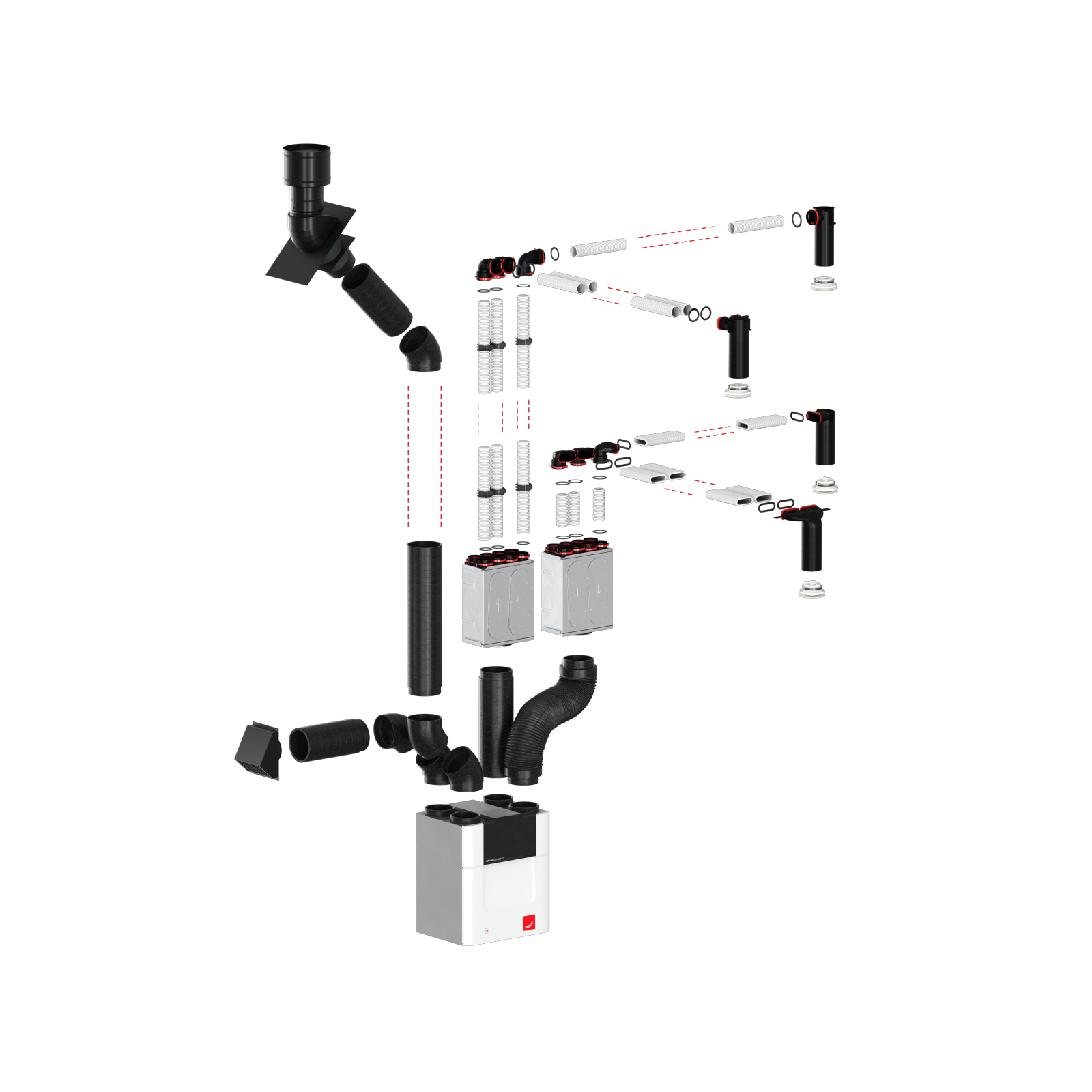 Cut-Out Zehnder ComfoWell Comfortable indoor ventilation Angled view