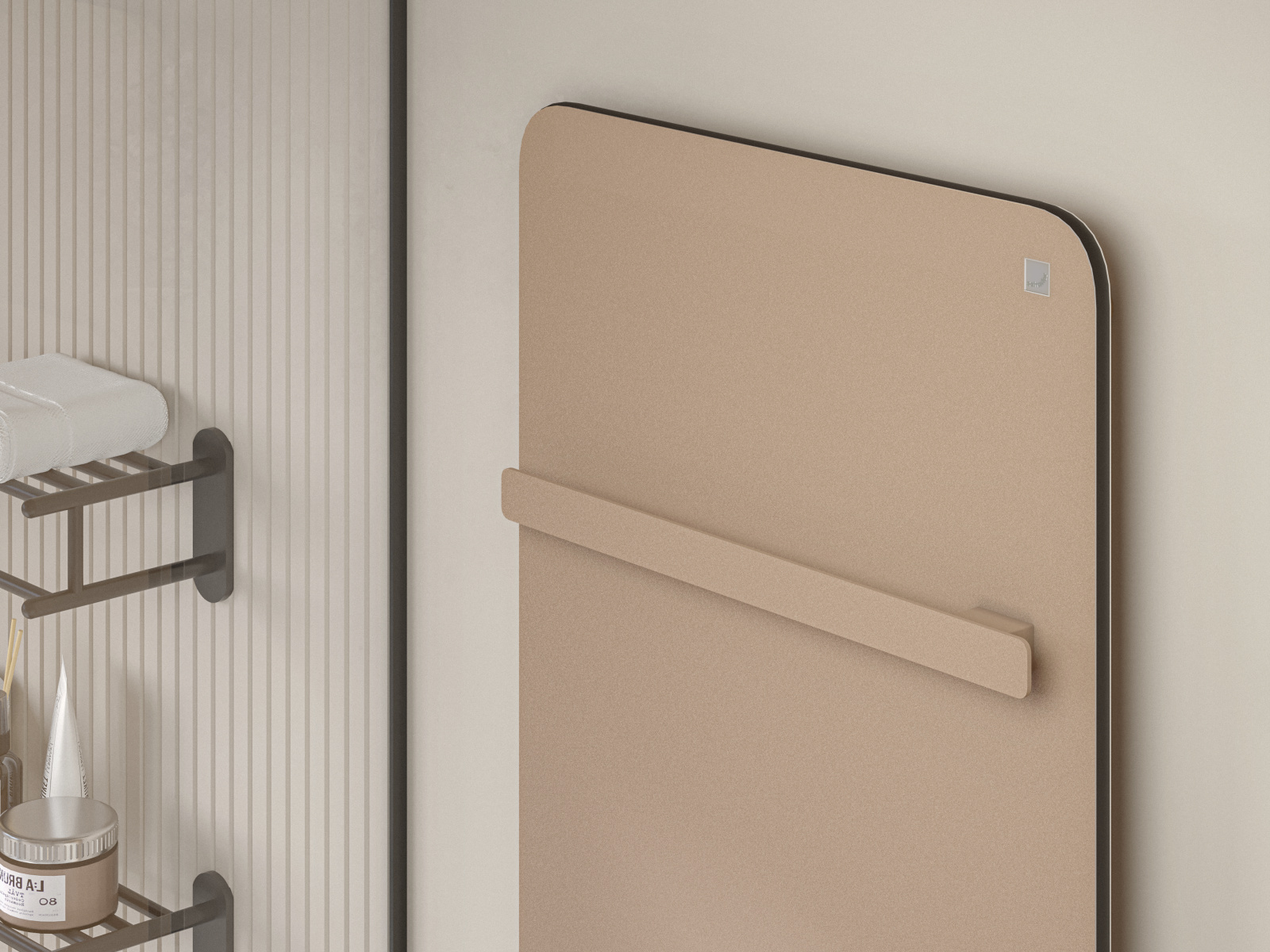 Zehnder_RAD_VitaloBar_190-060_Coloured-Bar_BeigeQuartz_milieu_closeup Rendering Zehnder Vitalo Bar Decorative radiator Angled view