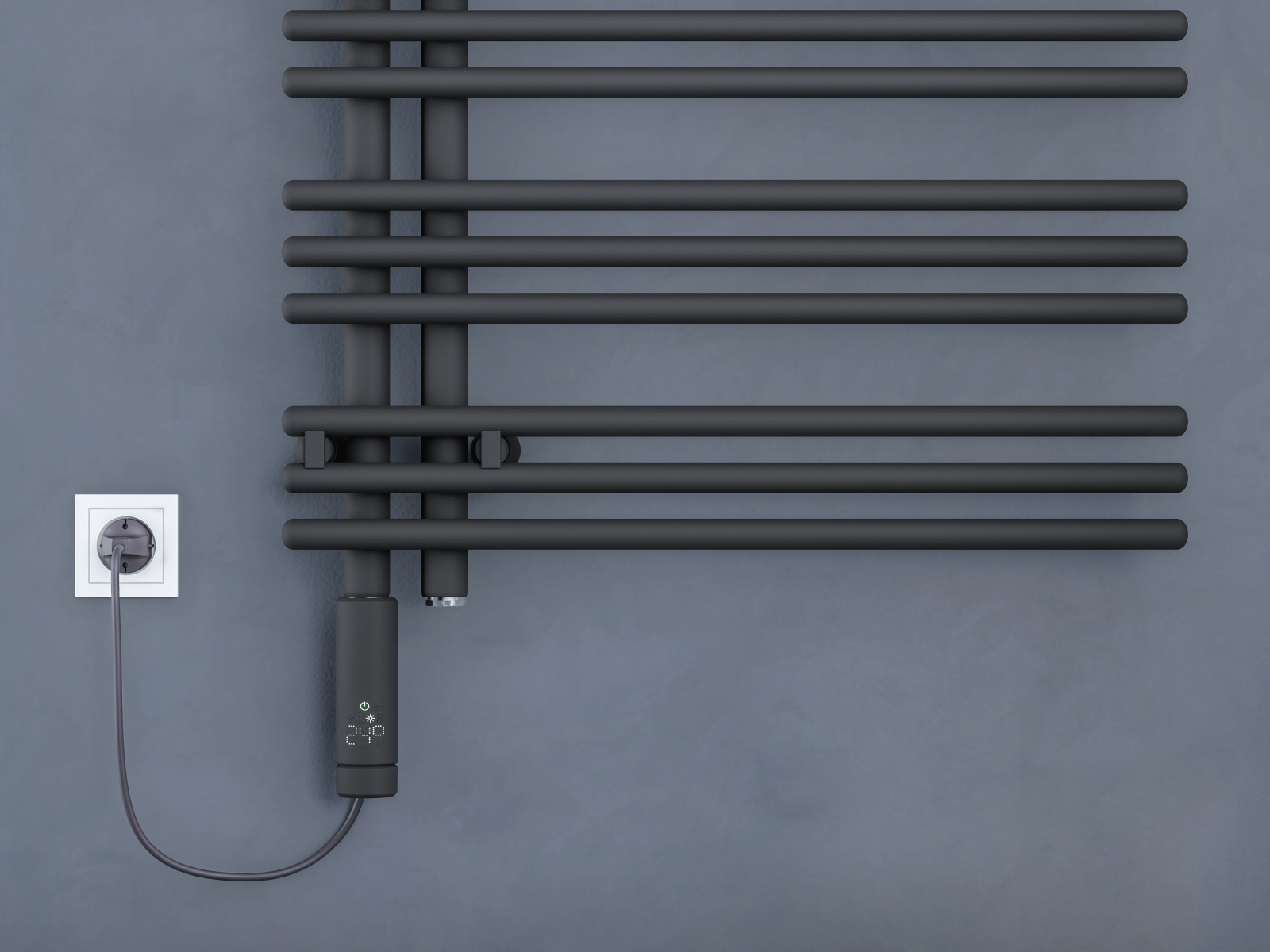 Zehnder_RAD_Yucca-Asym-EL_IHC_170_60_TrafficBlack _bathroom-Closeup_V2 zehnder Yucca Asym, traffic Black, IHC, Bathroom