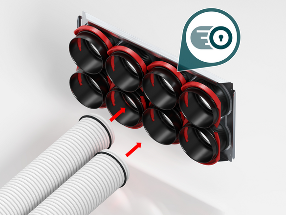 Rendering Zehnder ComfoWell mounting plate Comfortable indoor ventilation Angled view