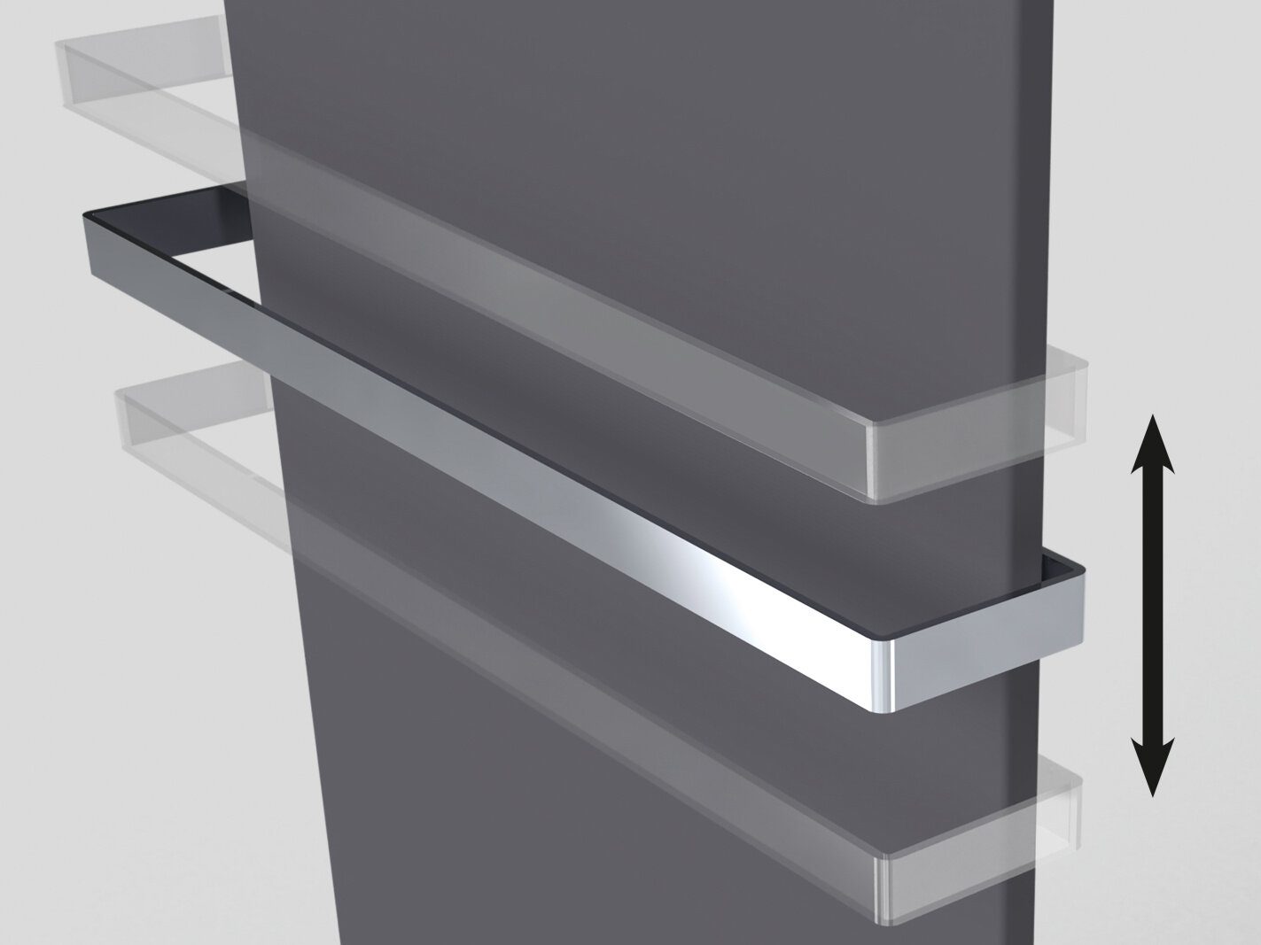 Rendering Zehnder Fina Lean Bar Decorative radiator Front view