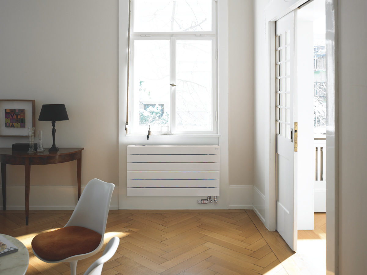 Zehnder_RAD_Nova-Neo-HY_botton right connection_living room Rendering Zehnder Nova Neo Decorative radiator Front view