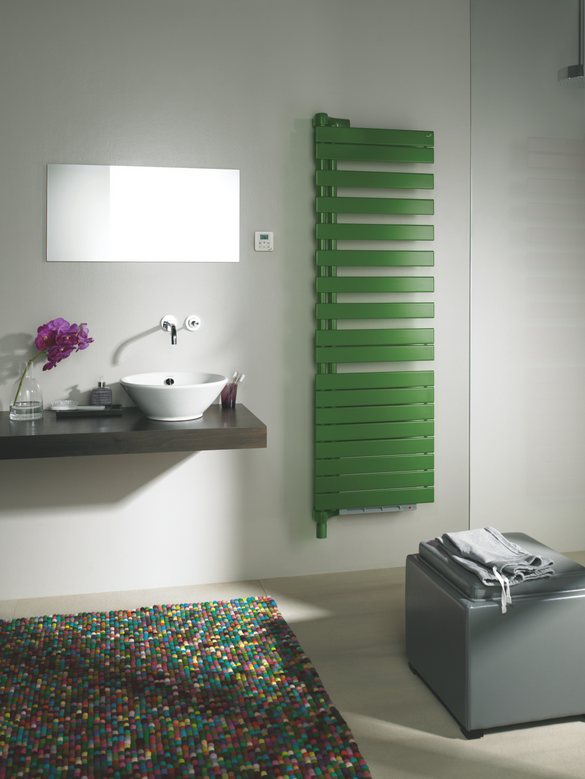 Rendering Zehnder Roda Twist Spa Air Asym Decorative radiator Front view
